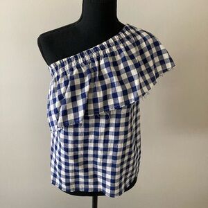 Anthropologie THE LADY & THE SAILOR One Shoulder Gingham Top M
